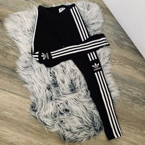 Adidas Women’s Black and White Loungewear Trefoil Tights